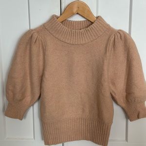 Free People pink puffed sleeve sweater XS